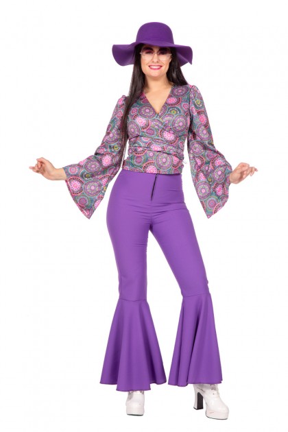 Blouse flower power paars