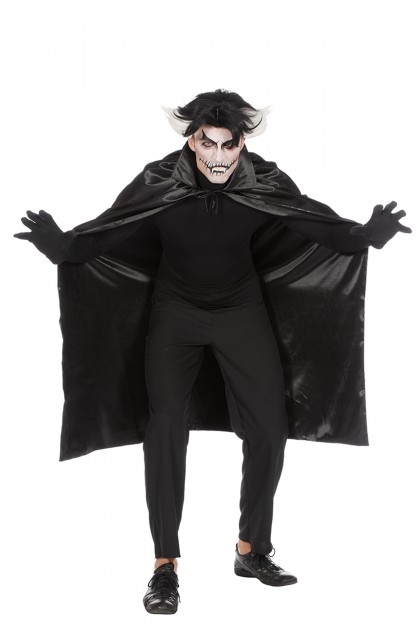 Dracula cape dubbel met kraag zwart (V)