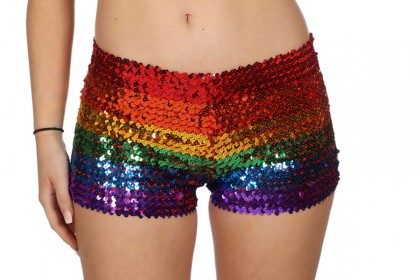 Hotpants pailletten regenboog (V)