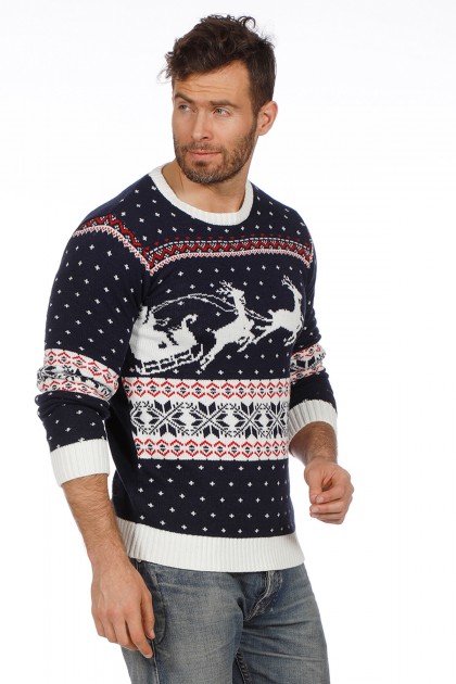 Kersttrui navy met slee (netto) (V)