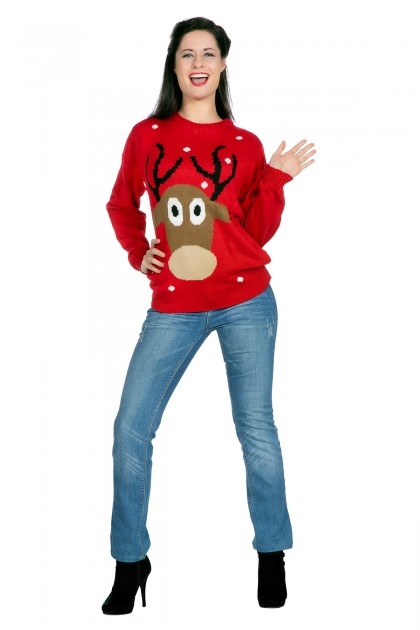 Kersttrui rood rendier (netto) (V)